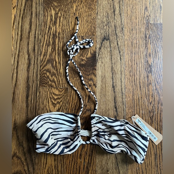 SKIMS SWIM HALTER BIKINI TOP IN CHAMPAGNE TIGER PRINT M - Picture 4 of 6